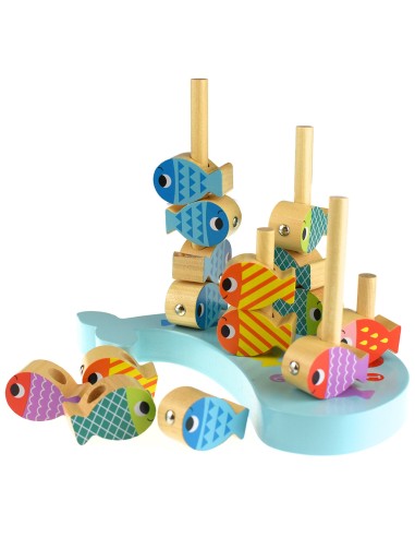 „TOOKY TOY“ 4 in 1 banginis ir žuvytės – medinis žaidimas
