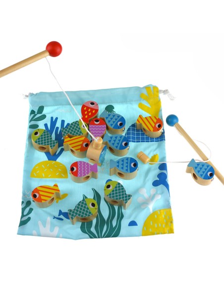 Geschicklichkeitsspiel Wal und Fische 4 in 1 TOOKY TOY – Holzspiel