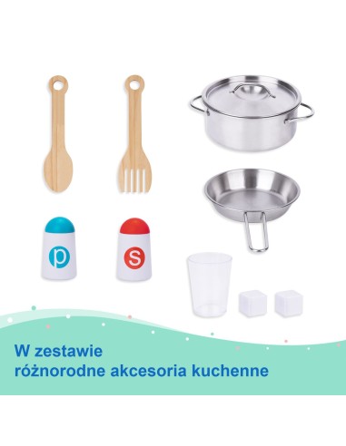 TOOKY TOY Wooden Kitchen with Accessories - Modern Design