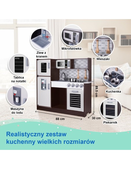 TOOKY TOY Wooden Kitchen with Accessories - Modern Design