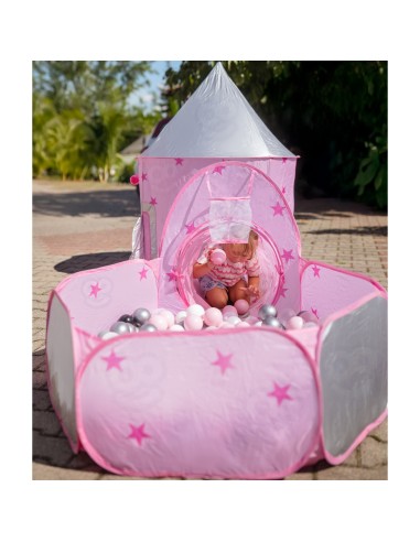 WOOPIE 3in1 palapinė „Princesečių rūmai“ XXL su tuneliais ir baseinu