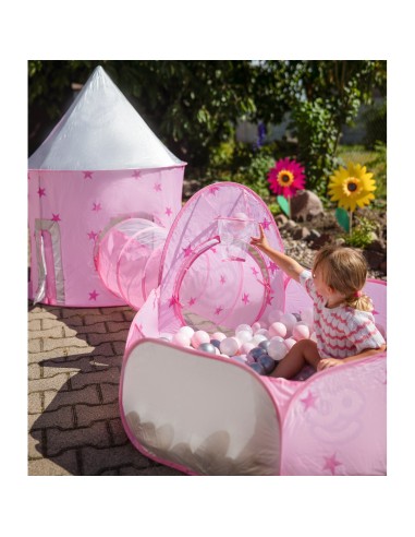WOOPIE 3in1 palapinė „Princesečių rūmai“ XXL su tuneliais ir baseinu
