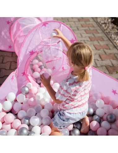 WOOPIE 3in1 palapinė „Princesečių rūmai“ XXL su tuneliais ir baseinu