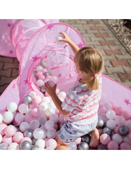 WOOPIE 3in1 palapinė „Princesečių rūmai“ XXL su tuneliais ir baseinu