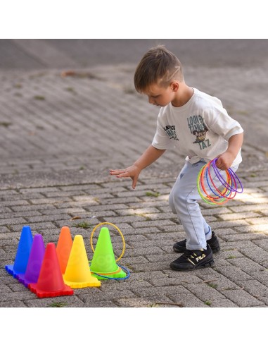 WOOPIE Gartenspiel-Set 3in1 – 30 Teile Zielwerfen & Pylonen