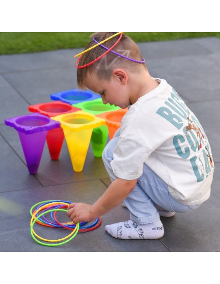 WOOPIE Gartenspiel-Set 3in1 – 30 Teile Zielwerfen & Pylonen
