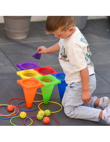 WOOPIE Gartenspiel-Set 3in1 – 30 Teile Zielwerfen & Pylonen