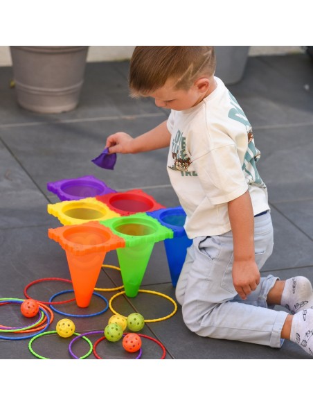 WOOPIE Gartenspiel-Set 3in1 – 30 Teile Zielwerfen & Pylonen