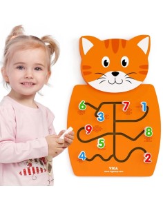Montessori-Manipulationstafel Kätzchen aus Holz, Lernspielzeug – Viga Toys