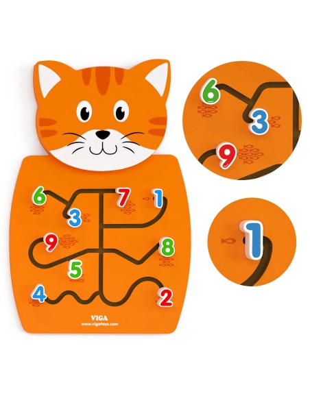 Tablica manipulacyjna kotek Montessori drewniana edukacyjna- Viga Toys