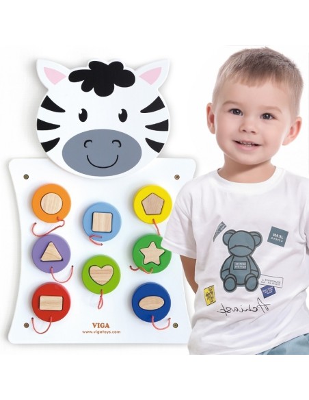 Holz-Montessori-Entwicklungswand Zebra FSC - Viga Toys