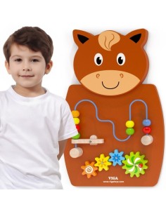 Holz-Montessori-Entwicklungswand Pferd VIGA – FSC-Zertifikat