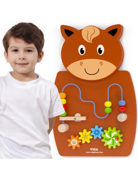 Holz-Montessori-Entwicklungswand Pferd VIGA – FSC-Zertifikat