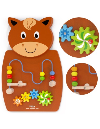 Holz-Montessori-Entwicklungswand Pferd VIGA – FSC-Zertifikat