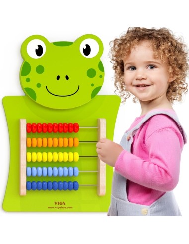 Holz-Manipulationstafel Rechenhilfe Frosch von Viga – Montessori-Lernen