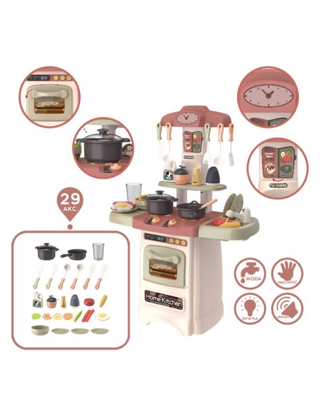 Fashionable Kitchen with Water Light Sound WOOPIE - Set of 29 pieces