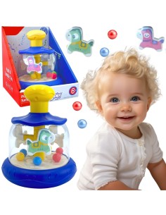 WOOPIE BABY Colorful Horses Blue Spinning Top Carousel with Balls