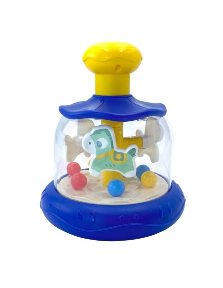 WOOPIE BABY Colorful Horses Blue Spinning Top Carousel with Balls
