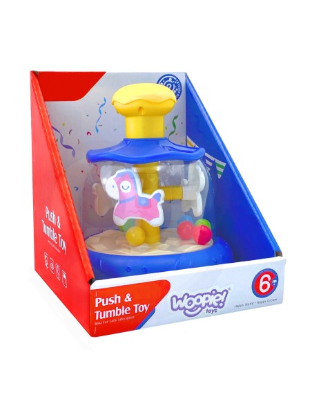 WOOPIE BABY Colorful Horses Blue Spinning Top Carousel with Balls