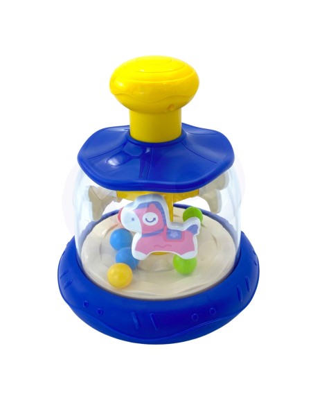 WOOPIE BABY Colorful Horses Blue Spinning Top Carousel with Balls