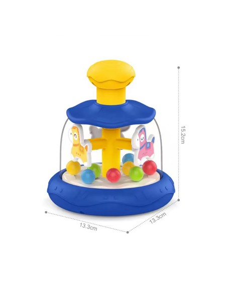 WOOPIE BABY Colorful Horses Blue Spinning Top Carousel with Balls