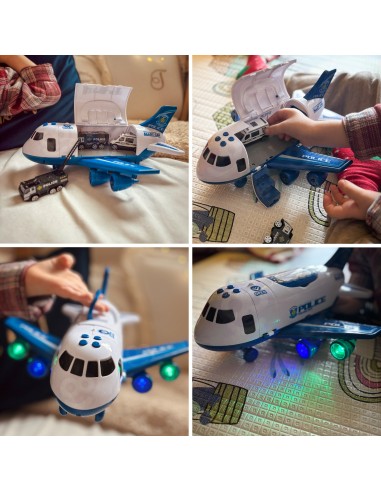 Large Police Transporter Plane with Cars and Sounds - WOOPIE