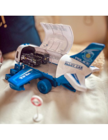 Duży Samolot Transporter Policyjny z Autkami i Dźwiękami - WOOPIE