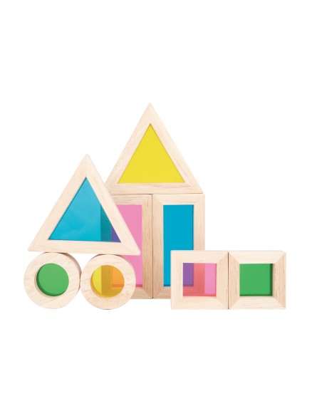 TOOKY TOY Wooden Mirror Blocks 8 pcs FSC - Colorful Toy