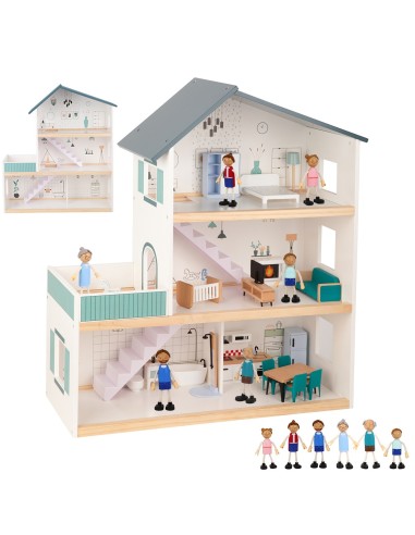 Großes Holz-Puppenhaus TOOKY TOY mit Figuren FSC