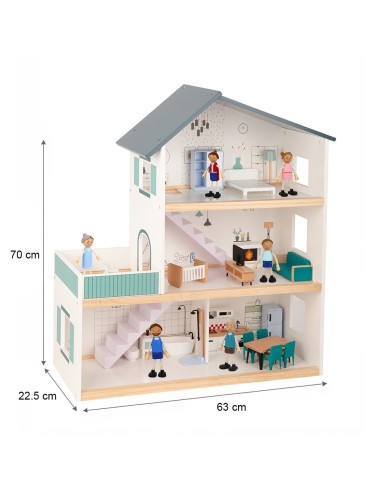 Großes Holz-Puppenhaus TOOKY TOY mit Figuren FSC