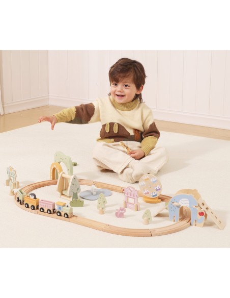 Holzeisenbahn Freizeitpark von Viga – Schienen 62 Teile. Geschenkset