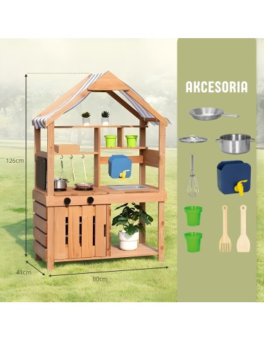 WOOPIE Wooden Mud Garden Kitchen - Water Tap and Roof