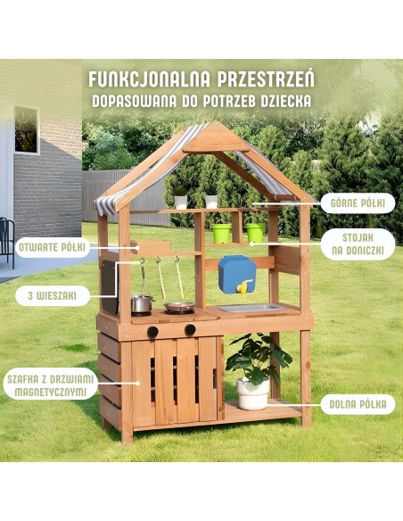 WOOPIE Wooden Mud Garden Kitchen - Water Tap and Roof