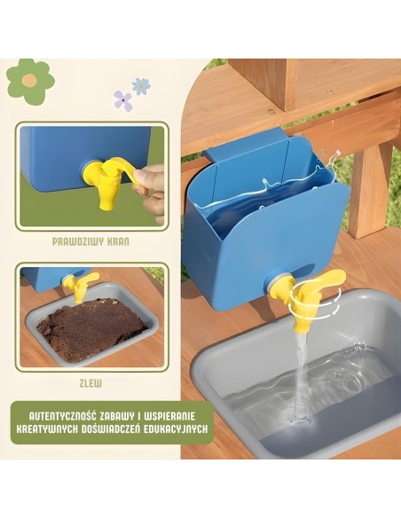 WOOPIE Wooden Mud Garden Kitchen - Water Tap and Roof