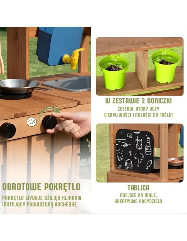 WOOPIE Wooden Mud Garden Kitchen - Water Tap and Roof
