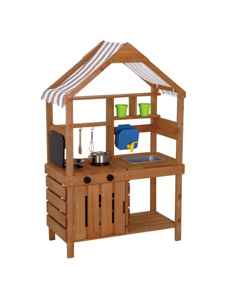 WOOPIE Wooden Mud Garden Kitchen - Water Tap and Roof