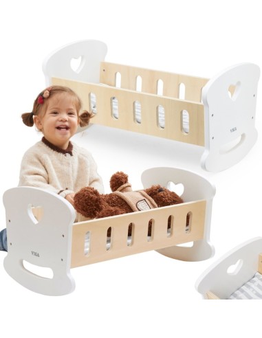 Viga wooden doll cradle – set with bedding and hearts