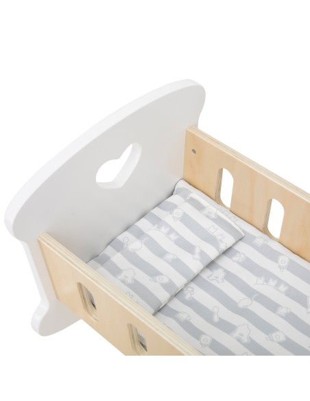 Viga wooden doll cradle – set with bedding and hearts