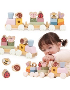 Drewniany Pociąg Edukacyjny Garden Wiosenny dla Dzieci 18m+ od Viga