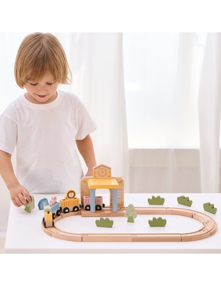 PolarB Holz-Eisenbahn-Set 30-tlg. mit Sound für Kinder! - Viga
