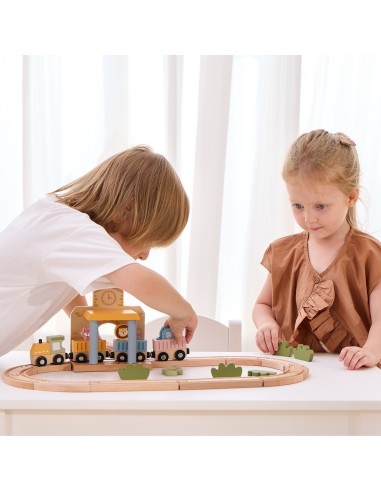 PolarB Holz-Eisenbahn-Set 30-tlg. mit Sound für Kinder! - Viga