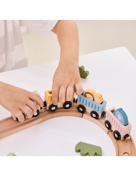 PolarB Holz-Eisenbahn-Set 30-tlg. mit Sound für Kinder! - Viga