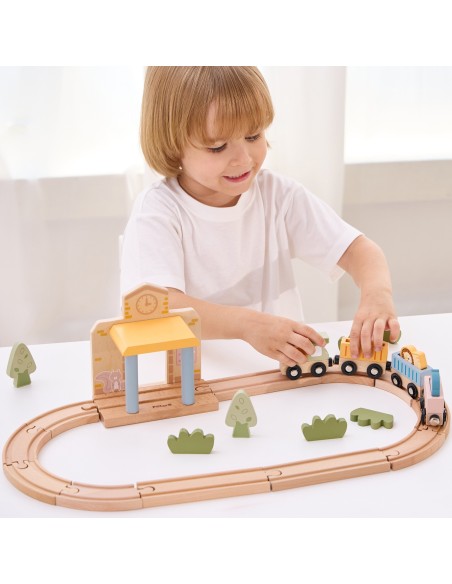 PolarB Holz-Eisenbahn-Set 30-tlg. mit Sound für Kinder! - Viga