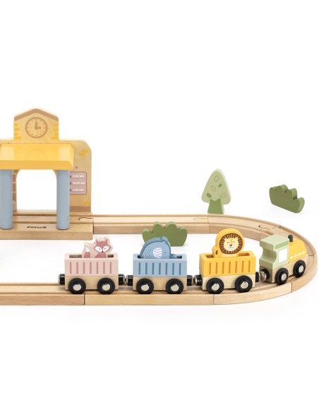 PolarB Holz-Eisenbahn-Set 30-tlg. mit Sound für Kinder! - Viga