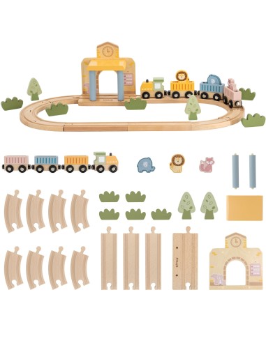 PolarB Holz-Eisenbahn-Set 30-tlg. mit Sound für Kinder! - Viga