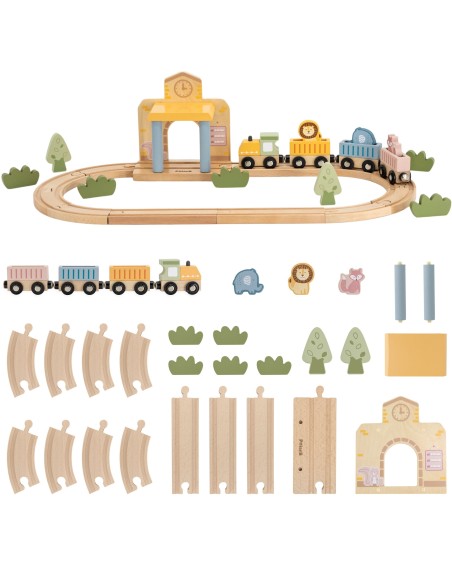 PolarB Holz-Eisenbahn-Set 30-tlg. mit Sound für Kinder! - Viga