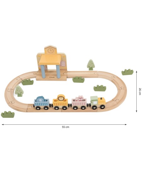 PolarB Holz-Eisenbahn-Set 30-tlg. mit Sound für Kinder! - Viga
