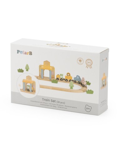 PolarB Holz-Eisenbahn-Set 30-tlg. mit Sound für Kinder! - Viga