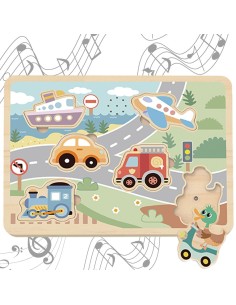 TOOKY TOY Wooden Interactive Vehicle Puzzles - Fun and Learning