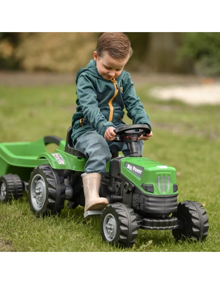 WOOPIE pedalinis traktorius „Big PowerTrac“ su XXL priekaba - Smagus žaidimas!